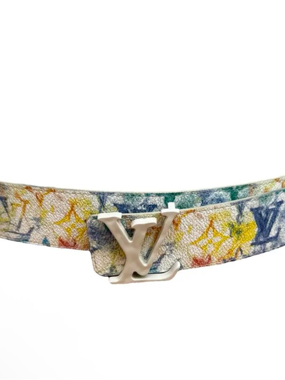 Louis Vuitton White Multicolor Monogram Watercolor LV Belt